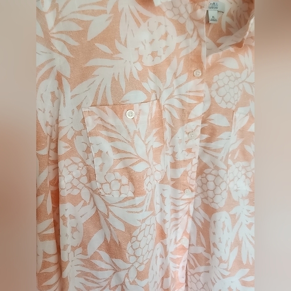 Craft & Borrow Roll Up Sleeve Button Down Pineapple Shirt - Picture 4 of 11